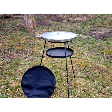 Сковорода с диска из нержавеющей стали САДЖ с крышкой из нержавейки